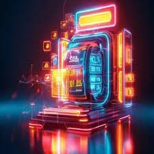 A glowing slot-style interface introducing bdtk66 on mobile